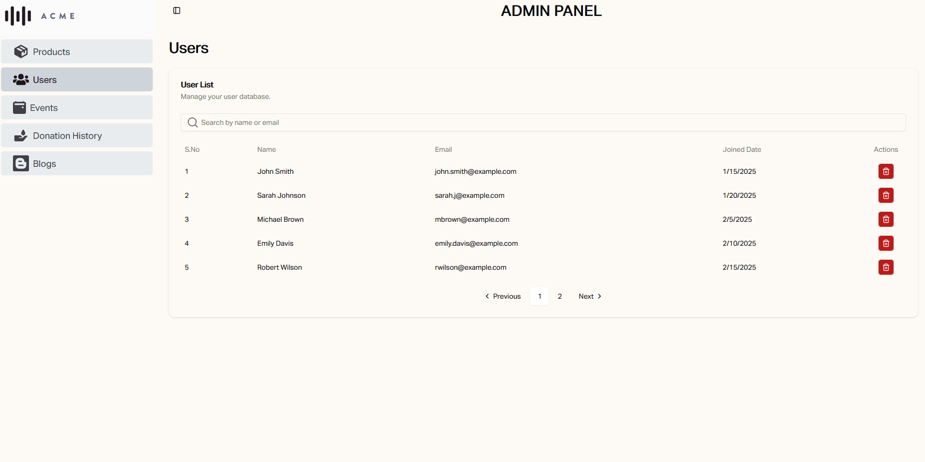 Admin Panel